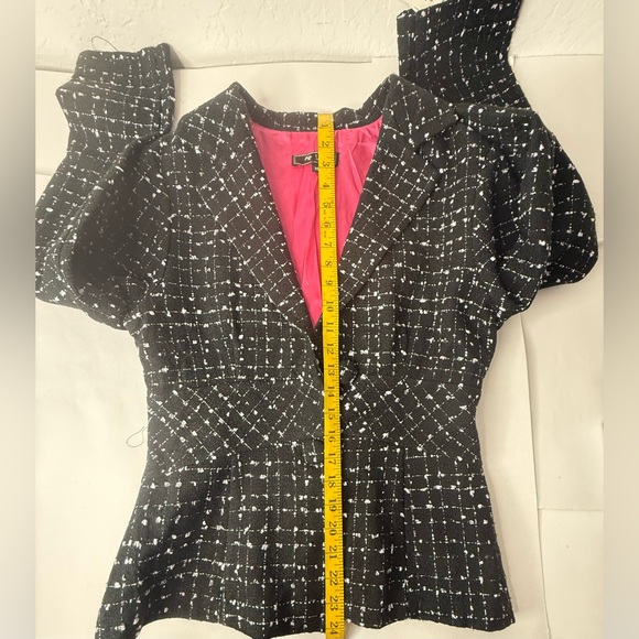 Women’s Blazer coat ‘Lily’ black white with pink Med vintage fitted made in USA - Picture 12 of 13